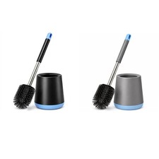 Premium Silicone Toilet Brush And Holder Set With Flexible Non Scratch Bristles