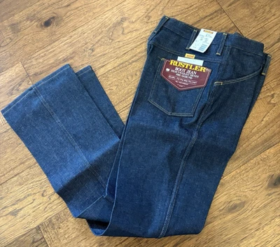 Vtg Deadstock NWT Rustler Heavyweight Denim Boot Jeans Preshrunk 34x32 Made USA - Image 1 of 4