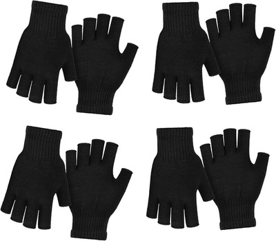 4 Pairs Warm Fingerless Gloves Winter Typing Writing Half Finger Gloves for Wome