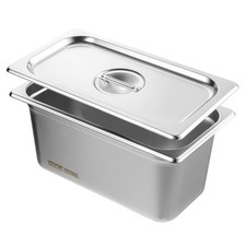 8 Pack Hotel Pans, 1/3 Size Anti-Jam Steam Pan With Lid, 0.8mm Thick Stainless