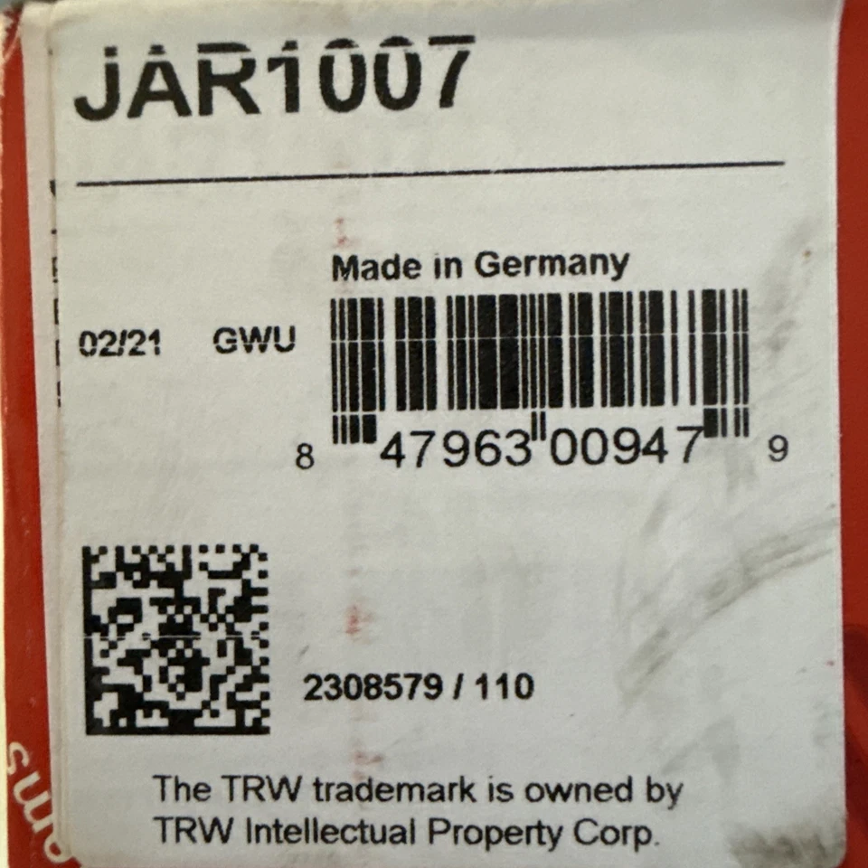 全新 TRW STEERING TIE ROD END JAR1007 适用于 07-12 宝马 329I,335I/06 325I — 第 2/3 张图片