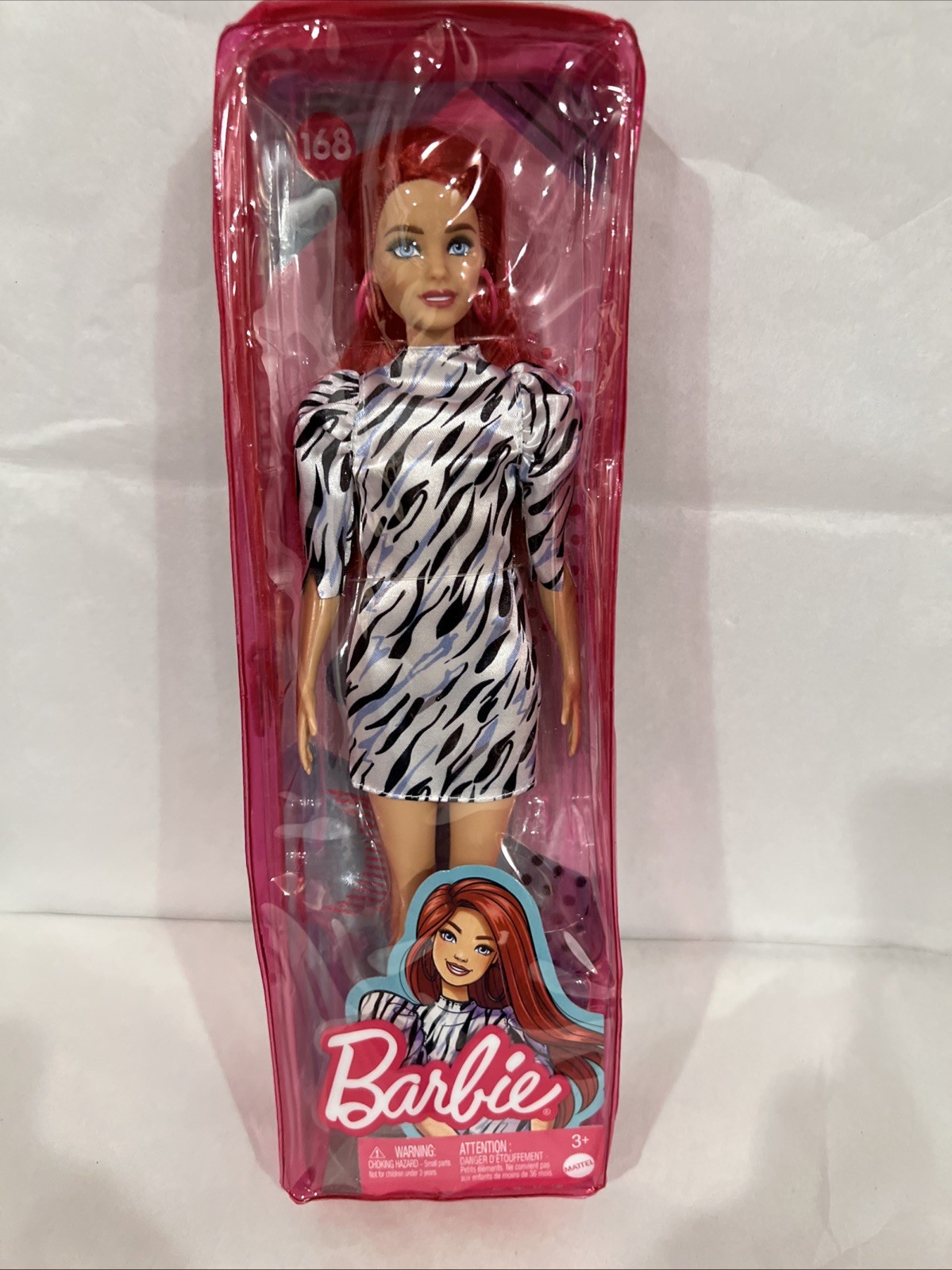 #168 Red Hair Black Lavender White Dress Grb56 New