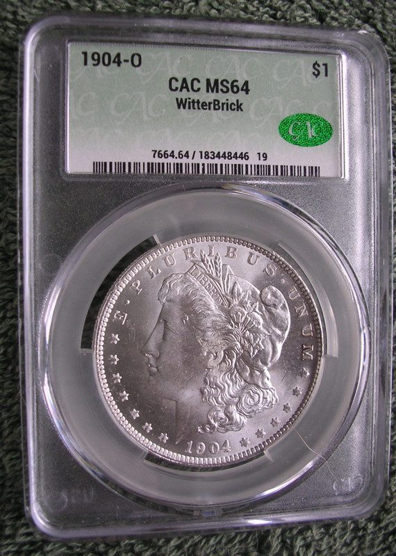 1904-O CAC MS64 Morgan Dollar with WitterBrick Label Signed by Seth Chandler