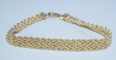 UNIQUE 18K Yellow Gold 8mm Woven Bracelet 6.6 Grams, 7.25''