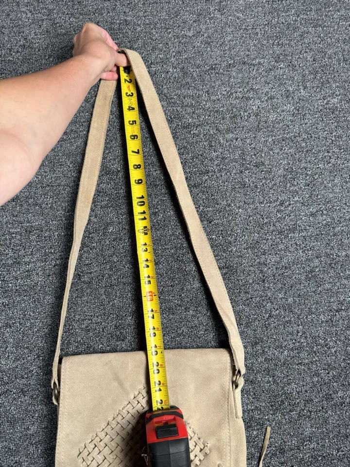 Bolso Bandolera Alternativo Gamuza Cuero Flecos Tostado Tejido Cartera Cartera Foto 2 de 4