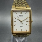 Seiko SX Tank Watch Men 24mm White Dial Gold Tone Rectangle V701-5K40 NewBattery