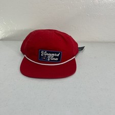 Vineyard Vines Red Script Patch Logo Ripstop Flat Brim Baseball Hat NEW