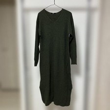 UNIQLO Olive Green Knit Dress M Long Sleeve Ribbed Fall Winter