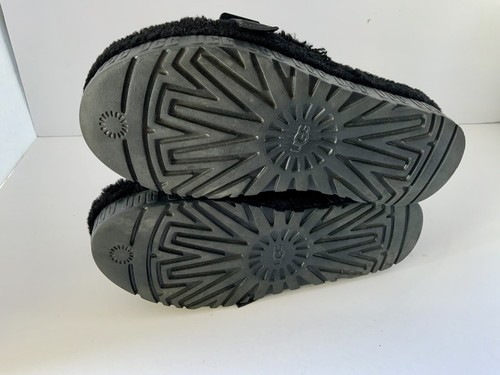 UGG Black Fluffita Sheepskin Fluff Slide Platform Sandals Slippers - Picture 5 of 5
