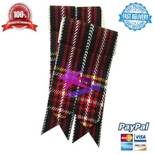 Scottish Kilt Sock Flashes Black Stewart Tartan/Black Stewart Kilt Hose Flashes