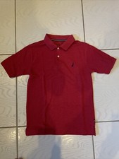 Nautica Boys Short Sleeve Collared Red Pullover Polo Shirt Size Medium 10/12