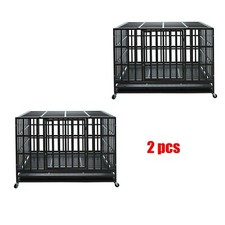 Heavy Duty Dog Kennel Pet Iron Crate Cage 47 inch 2 PCS