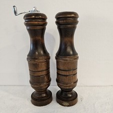 Vintage Dark Wood Salt Shaker and Pepper Mill Grinder Made in Japan
