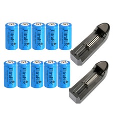 10pcs 16340 3.7v Ultrafire 1800mAH Rechargeable Li-ion Battery Cell 2PC Charger