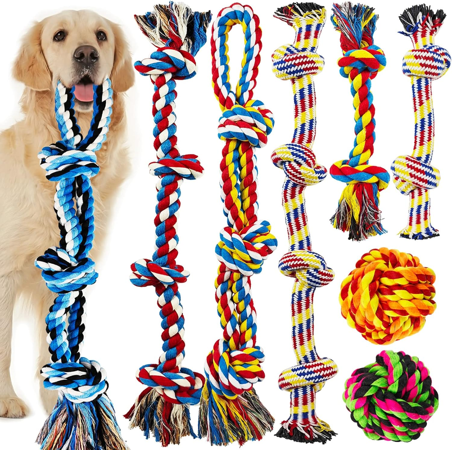 Large Dog Chew Toys for Aggressive Chewers, 12 Pack Indestructible Dog Rope Toys