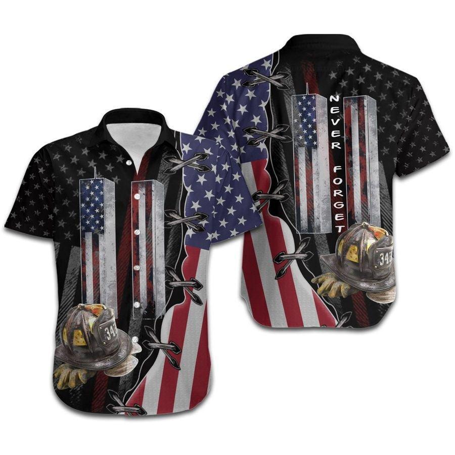 Never Forget Firefighter Hawaiian Shirt for Men US Size Summer Style New
