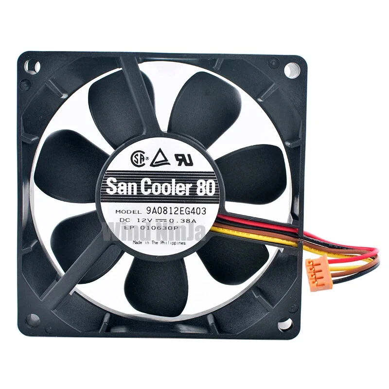 9A0812EG403 8cm 80mm 80x80x25mm DC12V 0.38A 4Pin Dual ball bearing cooling fan - Image 3 of 4