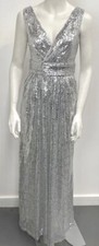 Women’s Kate Kasin Silver Sequin Sleeveless Maxi Dress Size UK 10 EU 38 BNWT