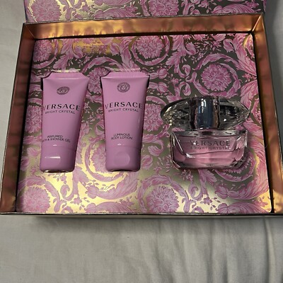 VERSACE Bright Crystal EDT, Perfume,  Body Lotion, Shower Gel 1.7oz Each NIB