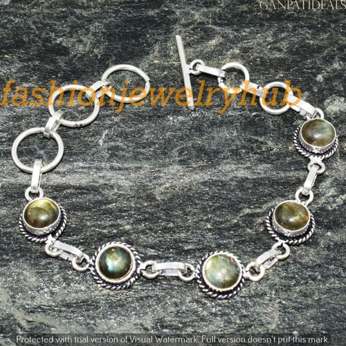 Labradorite Gemstone Bracelet 1pcs Wholesale Lot 925 Sterling Silver Plated - Picture 2 of 7