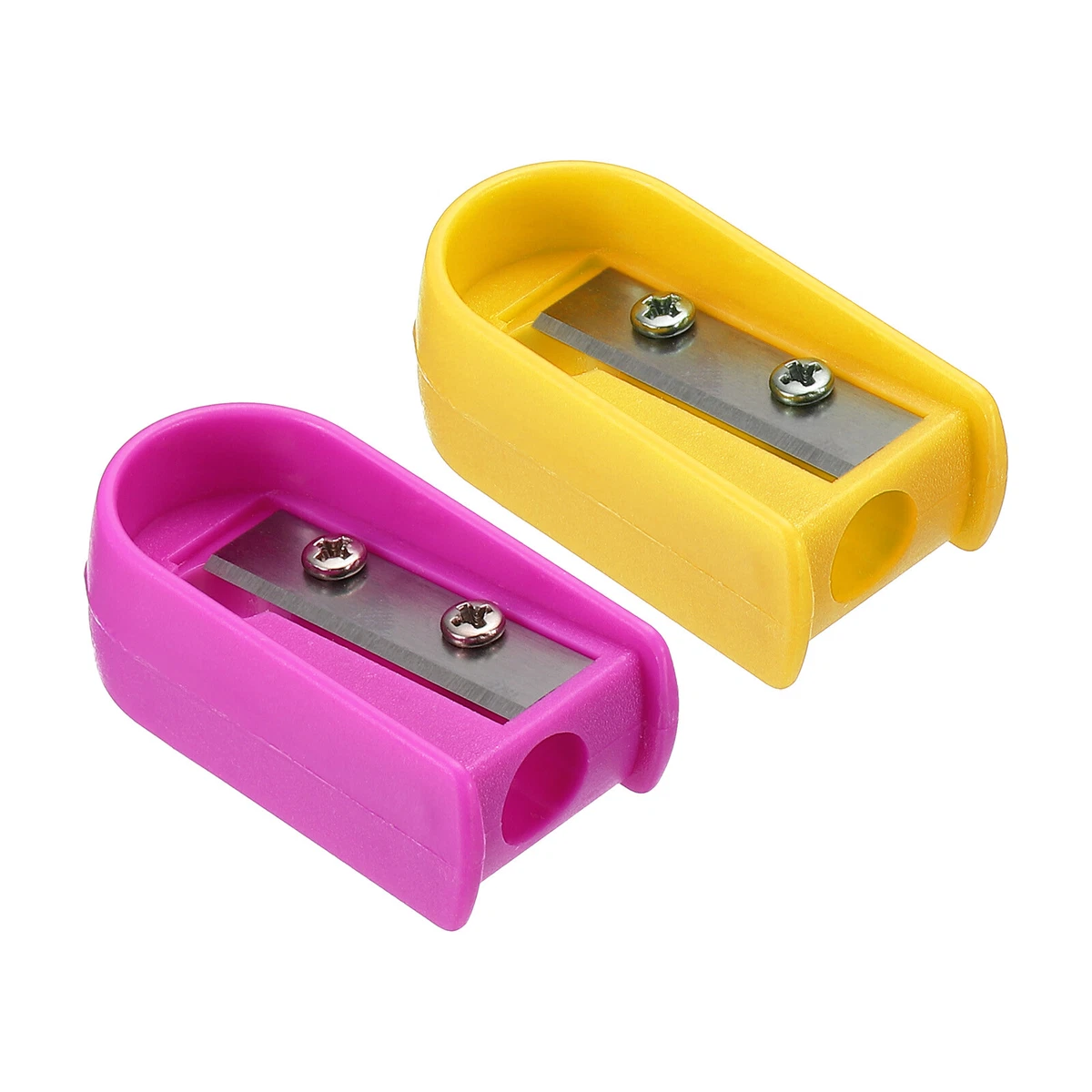 2Pcs Single Hole Pencil Sharpeners, Plastic Manual Pencil Sharpener, Red  Yellow