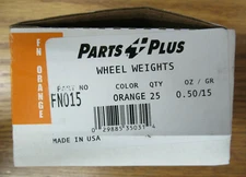 PARTS PLUS FN015 ORANGE WHEEL WEIGHTS QTY 25 - 0.50 OZ - 15 GRAMS MADE IN USA