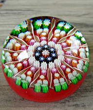 Perthshire Glass Red PP2 Medium Millefiori Paperweight 13 Radial Twists