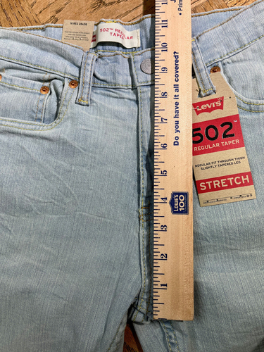 Levi s 502 Girls Jeans Size 16 Regular Taper Fit Stretch Mid Rise Light Wash NWT - Picture 3 of 10