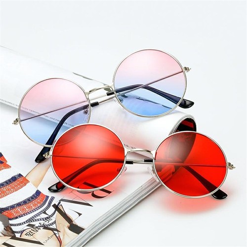 Retro Round Hippie Sunglasses Fashion Circle Metal Sunglasses for Women Men - Picture 9 of 20
