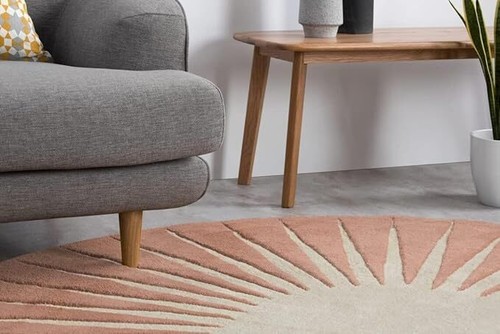 HAND TUFTED AREA RUG ROUND SHPED 5X5 COLOUR NEWZEALAND WOOL RUGS - Picture 2 of 3