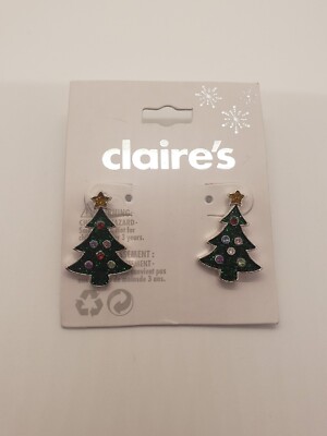 Claires Christmas Tree Post Back Earrings