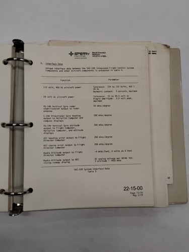 Sperry SPZ-109 Integrated Flight Control System Maintenance Manual-Original - Picture 18 of 24