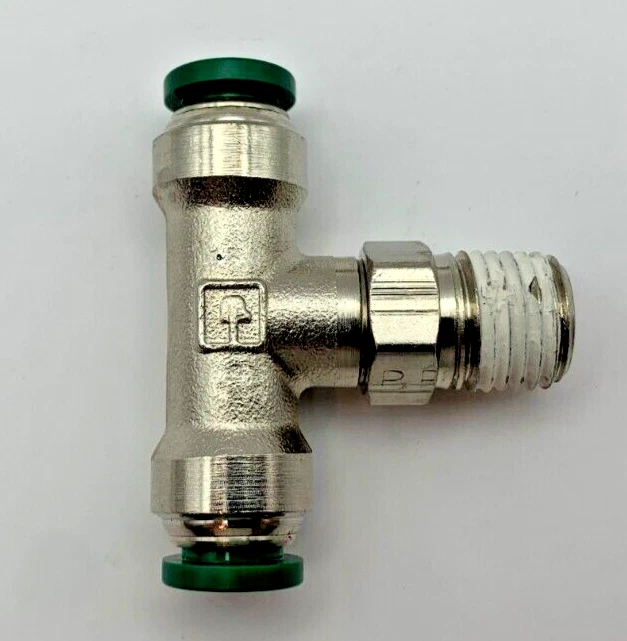 (2 Pack) 5/16" OD 1/4" NPT Prestolok Metal Male Branch Swivel Tee W172PLP-5-4 - Image 2 of 4