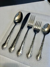 Excel EXF 10 Rose Stainless Steel 18/0 Flatware 5 Pc Place Setting NEW Korea