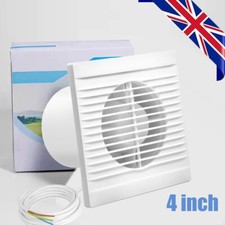 White Bathroom Extractor Fan 100mm / 4" - Toilet Kitchen Modern Ventilator 