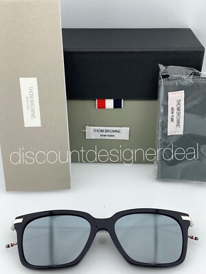 Thom Browne Sunglasses Navy Blue Frame Silver Mirror Lens TB Thom Browne Sunglasses Navy Blue Frame Silver Mirror Lens TB