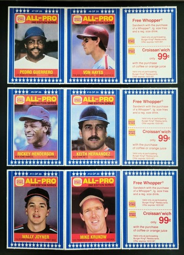 1986 & 1987 Burger King All-Pro Baseball Cards & Panels - 10+ Items Ship FREE! - Picture 6 of 7