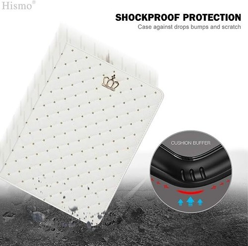 Crown Bling Diamond Elegant Case For iPad 9th 8th 7th Gen Smart Leather Cover - Picture 21 of 32