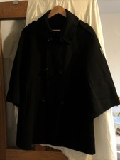 Trussardi Soft Black Cashmere & Wool Coat Double Breasted