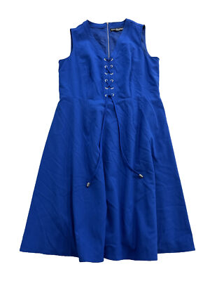 KARL LAGERFELD 12 Paris Black Label Sapphire Blue sleeveless Corset front  dress | eBay