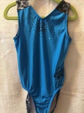 GK ELITE Laurie Hernandez GYMNASTICS dance LEOTARD Child Medium BLUE BLACK