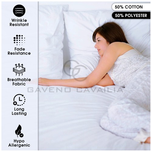 Plain Dyed Fitted Sheet Non-Iron Poly Cotton Percale Bedsheet And HW Pillowcases - Picture 65 of 93