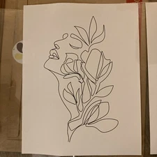 Set of 3 Botanical/Woman  Line Art Prints, Minimalist Decor, 11’’x14’’