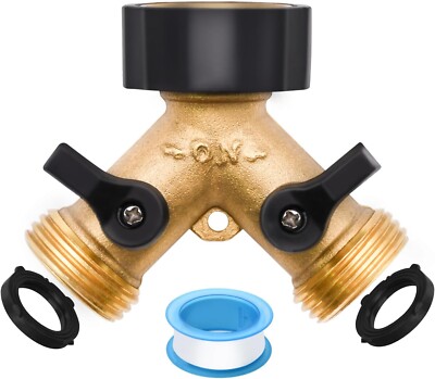1/2/4 Pack Hose Splitter, 2 Way Heavy Duty Brass Garden Hose Splitter, for 3/..