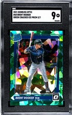 2021 Donruss Optic #68 Brent Rooker GREEN CRACKED ICE PRIZM /7 SGC 9 MINT RC