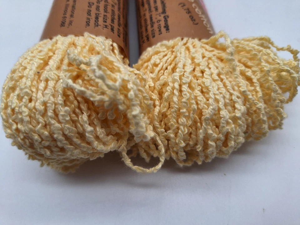 2 madejas de algodón Caron Terry 5005 plátano 85 % algodón 15 % rayón 1,75 oz Foto 4 de 4