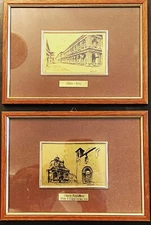 VTG Italian Mini Collection Hand-Made Art Chomolithographs On 23k Gold, Set Of 2