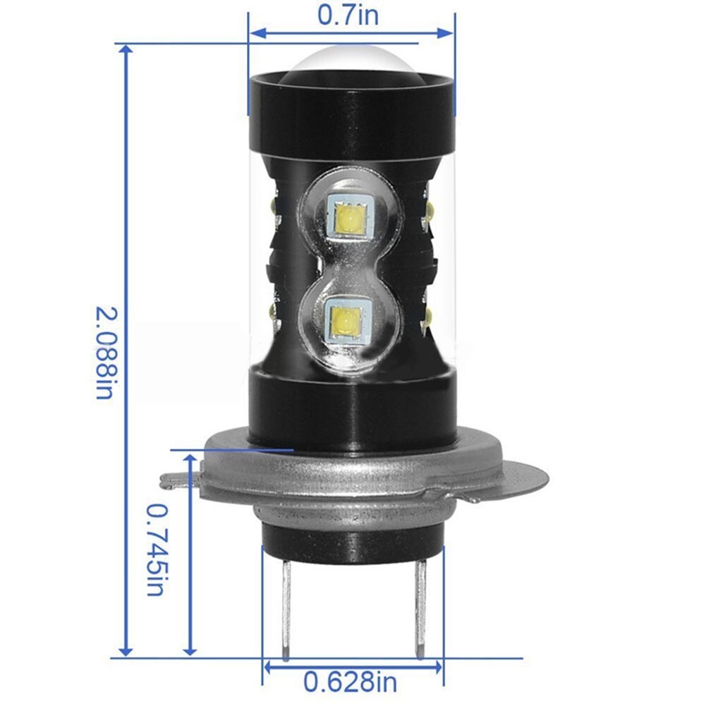 H7 LED Lamp Headlight Fog Light Bulbs 2pcs Waterproof Long Lifespan