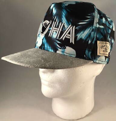 Cayler & Sons Snapback Flat Bill Hawaiian Floral Print Aloha Blue Black Gray