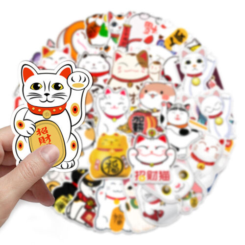 50 SZTUK Japonia Lucky Cat Cartoon Naklejki PVC Wodoodporna deskorolka Kid Sticker-xp - Zdjęcie 1 z 6